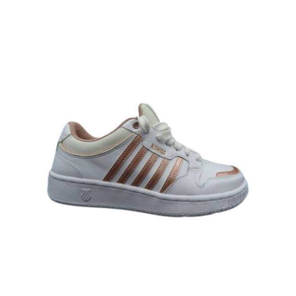 NEW K-SWISS women\'s city court shoes in white/rosegold